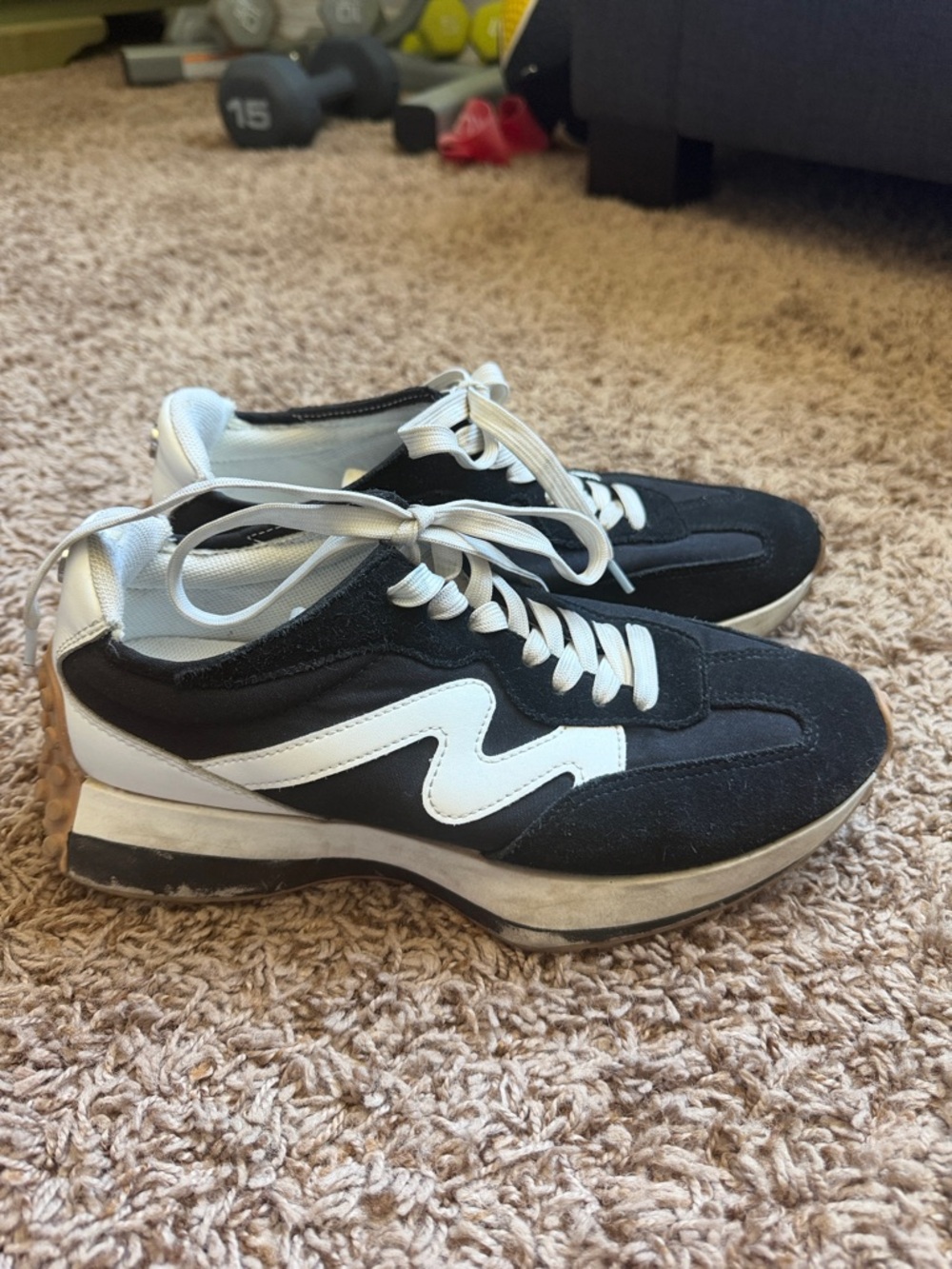 Steve Madden Black and White Women's Retro Sneakers